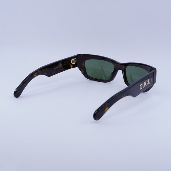 Gucci GG1296S 004 Sunglasses Havana Rectangle Frame, Green Lenses - Picture 11 of 12